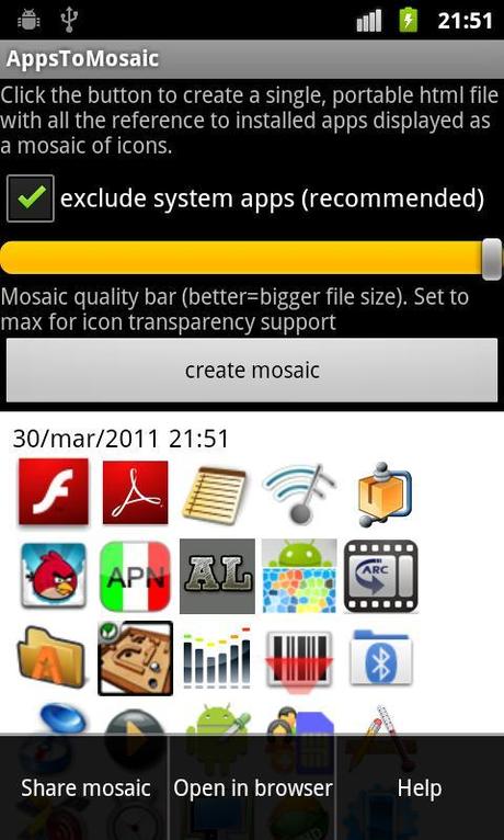  AppToMosaic: crea un mosaico delle app su Android e condividilo