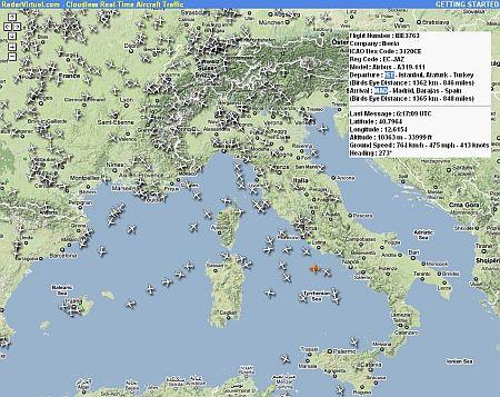Tutti i voli in una mappa in tempo reale: RadarVirtuel.com