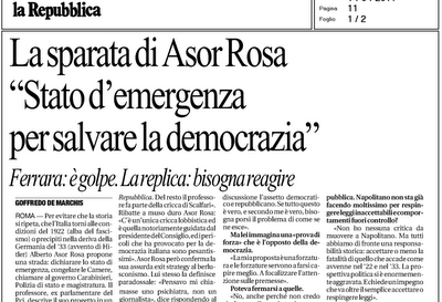 Ferrara vs Asor Rosa: emergenza o golpe?