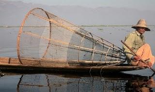 il lago Inle e i gabbiani smiling