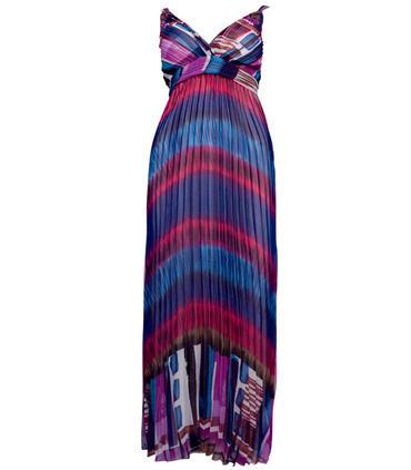 Purple Multi Multi Dye Print Pleated Maxi Dress Preview