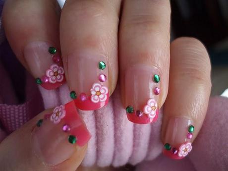 Pink Flower manicure