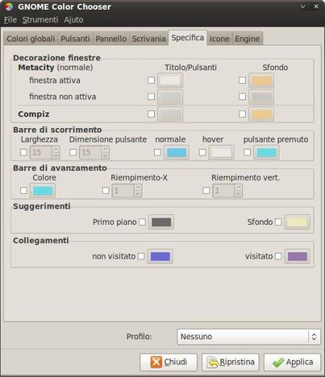 Gnome Color Chooser per personalizzare al meglio i colori e i fonts di tutto il vostro sistema.