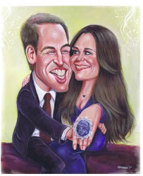 Una caricatura di William e Kate