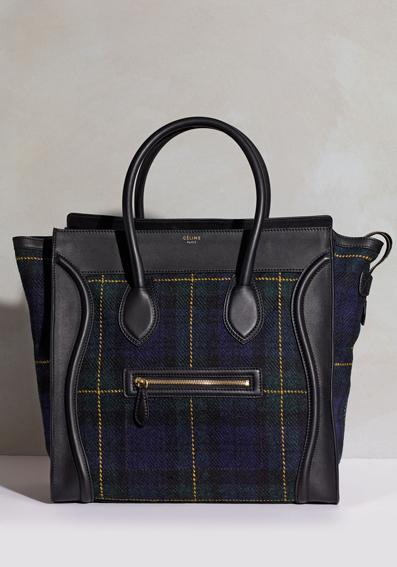 Celine Tartan Luggage Tote