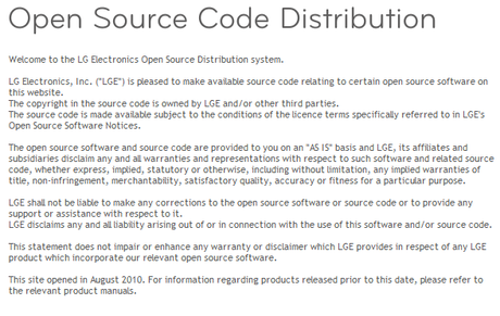 disponibile il Codice sorgente di LG optimus dual