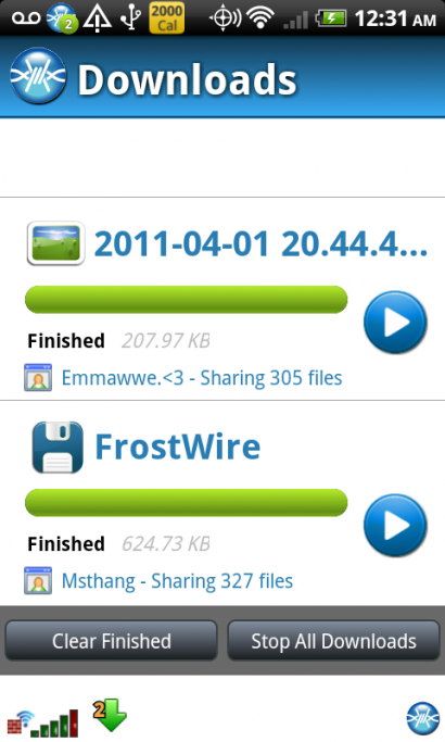 FrostWire per Android supporta 3G e 4G