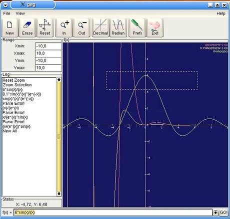 Applicazioni matematiche varie: Geg GTK+ Equation Grapher.