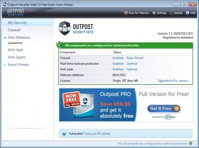 Outpost Security Suite, una Internet Security Suite completa e gratis per Windows