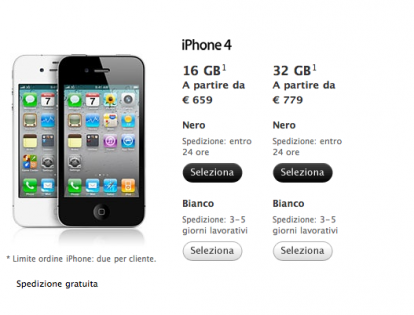 iphone 4 bianco iPhone 4 bianco disponibile per lacquisto online