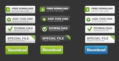 Set bottoni web personalizzabili in formato PSD