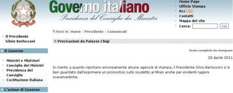 Governo Berlusconi: dopo le puttanelle, lo scudetto del Milan