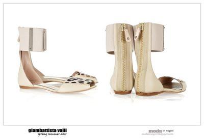 Giambattista Valli metal-cuffed leather and canvas sandals SS 2011