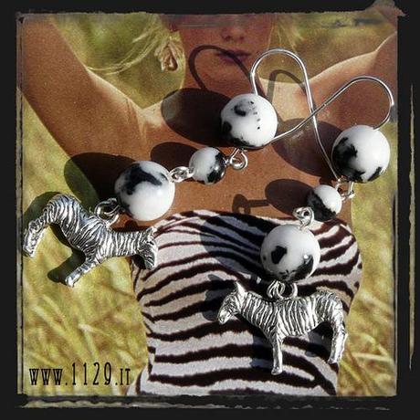 MEZEBR Orecchini bianco nero zebra - Black and white zebra earrings