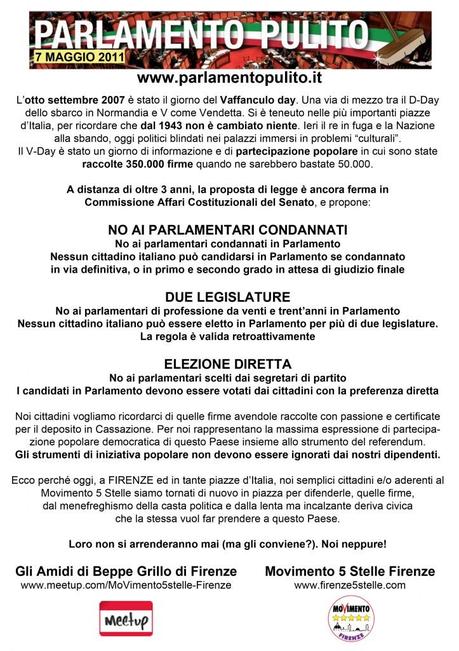 7 Maggio – Parlamento pulito is back .. secondo appuntamento