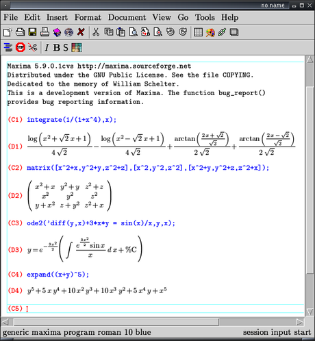 Maxima è un programma per l'elaborazione algebrica molto sofisticato e molto potente.