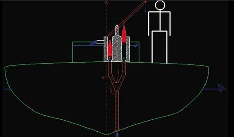 Nave romana con vasca per pesci Schema che mostra il possibile funzionamento della pompa