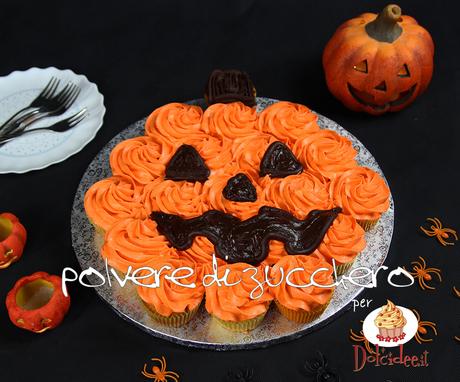 polveredizucchero.it pull apart cupcake halloween pumpink jack o'lantern zucca cake design polvere di zucchero pasta di zucchero frosting