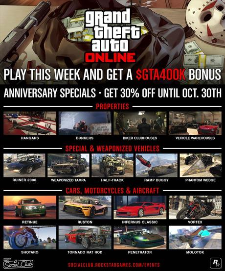 GTA Online festeggia 4 anni con lo speciale Halloween e tante novità GTA Online festeggia 4 anni con lo speciale Halloween e tante novità