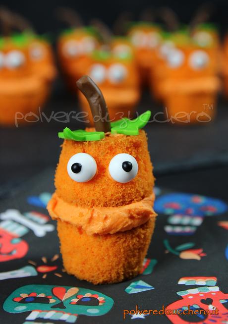 polveredizucchero.it mini cupcakes halloween jack o'lantern zucca pumpkin tutorial passo a passo polvere di zucchero cake design pasta di zucchero ricette