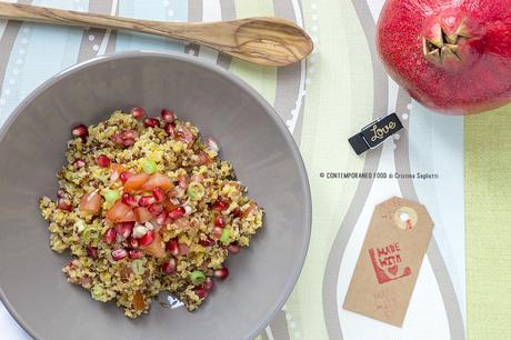 Insalata tiepida di quinoa e granelli di mais con melograno, cipollotto e pomodoro insalata-tiepida-mais-quinoa-melograno-ricetta-facile-primi-contemporaneo-food