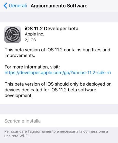 iOS 11.2 beta 1 – Apple lo rilascia agli sviluppatori iOS 11.2 beta 1 – Apple lo rilascia agli sviluppatori