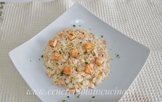 Risotto mojito con salmone. Risotto mojito con salmone.