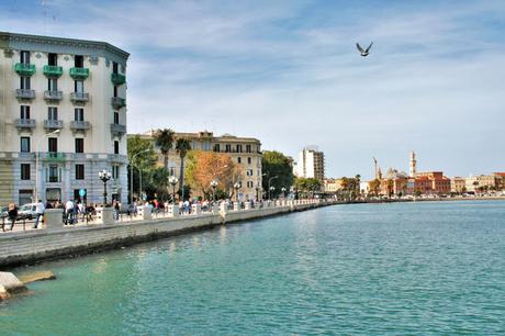 Maratona di Bari www.travelnelmondo.blogspot.it mare, lungomare, maratona, città, palazzi, gareggianti, cielo, gabbiano