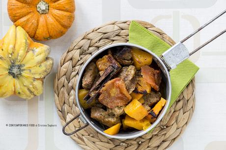 Spezzatino misto in doppia cottura con zucca e cannella spezzatino-con-zucca-doppia cottura-secondi-carne-ricetta-contemporaneo-food