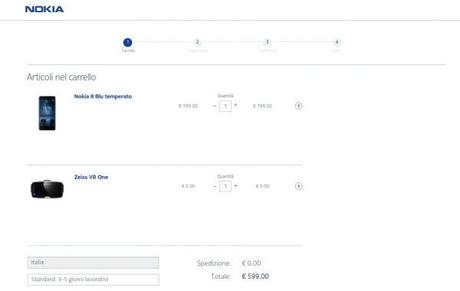 Nokia 8 in offerta sullo shop ufficiale con visore ZEISS VR One in omaggio Nokia 8 in offerta sullo shop ufficiale con visore ZEISS VR One in omaggio