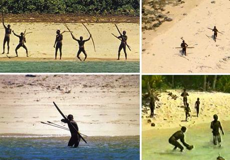 I Sentinelesi, uno degli ultimi popoli incontattati Sentinelesi cercano di colpire una barca