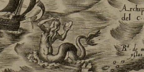 Antica mappa dell’America, raffigura una sirena con in mano un UFO? UFO-o-specchio