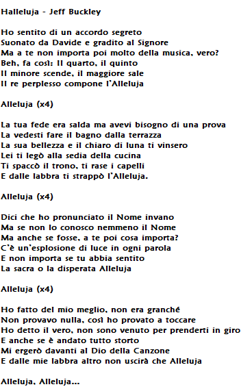 Hallelujah di Jeff Buckley: testo, traduzione, accordi e significato Hallelujah di Jeff Buckley: testo, traduzione, accordi e significato