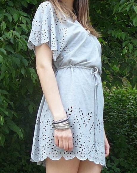 Laser Cut Light Grey Dress