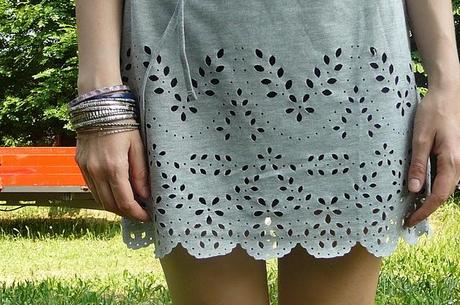 Laser Cut Light Grey Dress