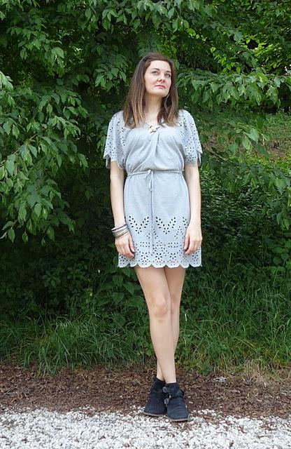 Laser Cut Light Grey Dress