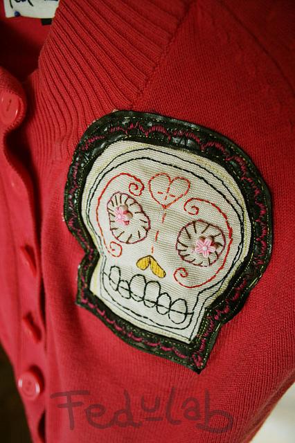 Día de los Muertos short sweater (detail)