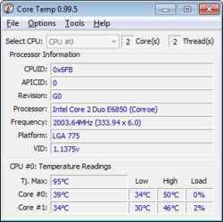 monitorare la temperatura del processore con coretemp