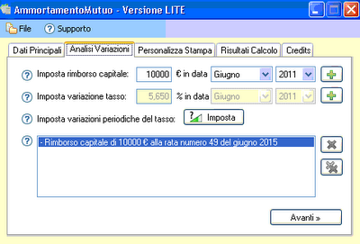 AmmortamentoMutuo Lite: il software gratuito per simulare piani di ammortamento, di rimborso e variazione tasso