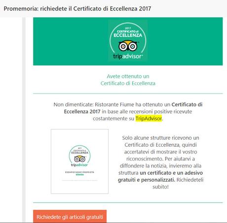Trip Advisor: il mio ristorante chiuso da un anno ha vinto un certificato di eccellenza Trip Advisor: il mio ristorante chiuso da un anno ha vinto un certificato di eccellenza