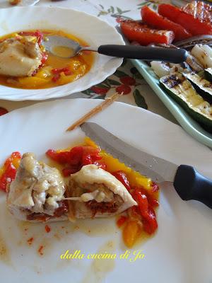 Portafogli di pollo alla birra con peperoni Portafogli di pollo alla birra con peperoni