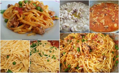 Tagliolini con seppioline, piselli e pomodoro Tagliolini con seppioline, piselli e pomodoro