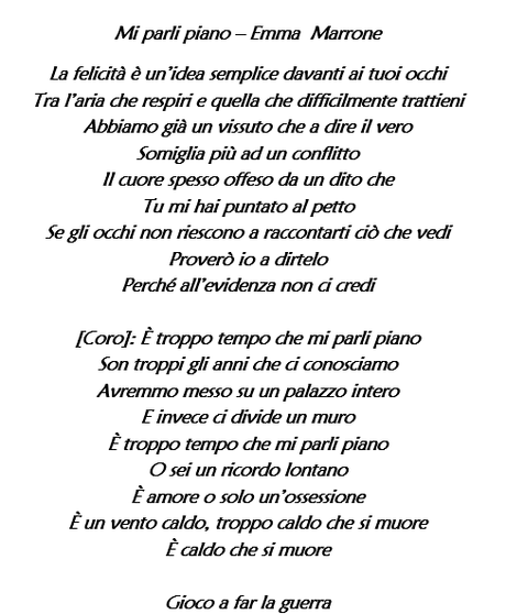 Mi parli piano di Emma Marrone, testo e significato: il brano racconta la complessità delle relazioni Mi parli piano di Emma Marrone, testo e significato: il brano racconta la complessità delle relazioni