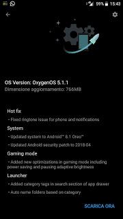 Aggiornamento Oxygen OS 5.1.1 Aggiornamento Oxygen OS 5.1.1