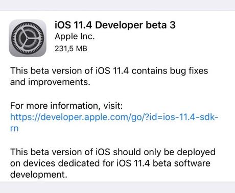iOS 11.4 beta 3 – Apple lo rilascia agli sviluppatori iOS 11.4 beta 3 – Apple lo rilascia agli sviluppatori