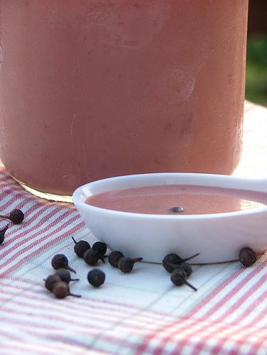 strawberry curd with cubebe pepper and vodka