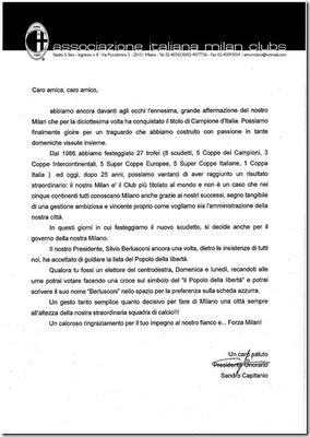 E il Milan invita a votare Berlusconi!