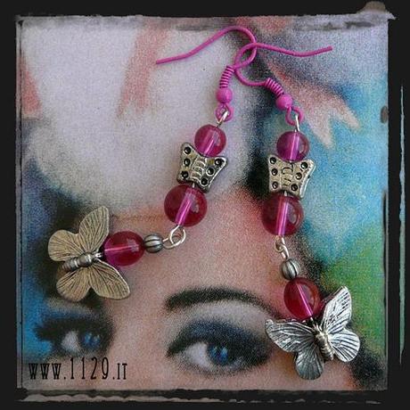 LGFARF orecchini rosa farfalla - pink butterfly earrings 1129