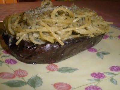 MELANZANA RIPIENA DI PASTA CON CREMA DI MELANZANA