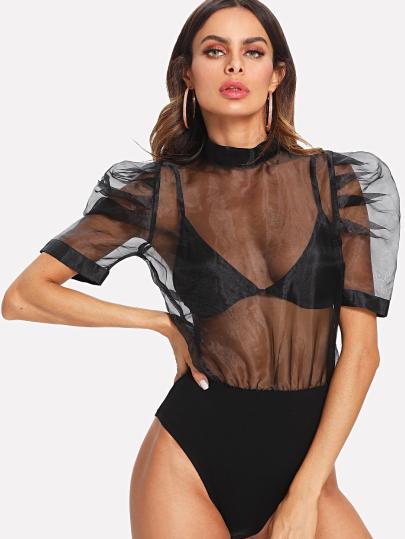 Casual look Shein Body con maniche a sbuffo